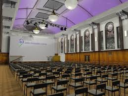 Is drinking a goose ipa by goose island beer co. The Great Hall James Graham Building Leeds Beckett University