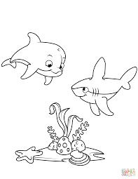 Feel free to print and color from the best 40+ free shark coloring pages at getcolorings.com. Cute Dolphin And Shark Coloring Page Free Printable Pages Dolphine Chubby Teeny Flapjack Critter Cuddles Rainbow Fish Animatronic Peeps Octopi Oguchionyewu