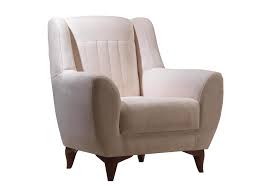 Quant à son piétement en bois foncé, il vient mettre en avant son assise, confortable et moelleuse. Fauteuil Tissu Daim Blanc Mabel Canape Salon Fauteuil Moderne