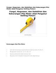 Alat Ukur Pita Doc Fungsi Kegunaan Dan Kelebihan Dan Kekurangan Pita Meter Alat Pengukur Keliling Pohon Fungsi Kegunaan Dan Kelebihan Dan Kekurangan Course Hero