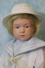 Antique 16" Schoenhut Pouty Character Wood Girl Doll Impressed mark Sailor  dress