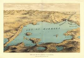 Europa i, 6, 65 km lg., stark befestigt, bes. Sketch Map From The Dardanelles To The Bosphorus Showing The Positions Of The British Fleet Von Marmarameer Sea Of Marmora Dardanellen Bosporus Karte Antiquariat Norbert Haas
