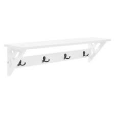 Prepac 60 In Wall Mounted Coat Rack In White Wec 6016 The Home Depot Wall Mounted Coat Rack Coat Rack Wall White Wall Shelves