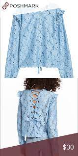 Nwt H M Floral Lace Top With Back Lace Up 4 Floral Lace Tops Floral Lace Lace Top