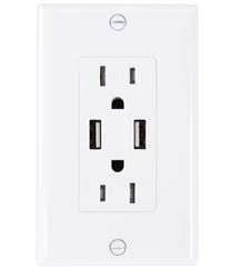 Splice wires into the positive and negative wires at the 12 volt power source Newertech Power2u White Dual Usb Wall Outlet