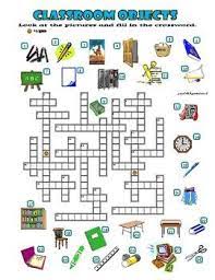 This is a free service! Classroom Objects Crossword Puzzle With Pictures Back To School Crossword Crossword Puzzle First Grade Math Worksheets