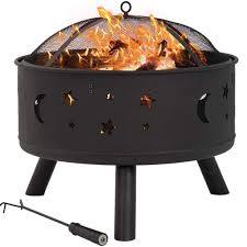 Wood stove spark arresters prevent sparks and embers from exiting the stove pipe of a wood stove, helping to prevent accidental fires. Patio Lawn Garden Fdw Outdoor 24 Metal Pit Round Fire Bowl Fireplace Backyard Patio Garden Stove Wood Burning With Spark Screen And Safety Poker Black Fire Pits Outdoor Fireplaces