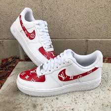 Nike Air Force 1 Louis Vuitton Lv Custom Custom Shoes Diy Sneakers Fashion Nike Air Shoes