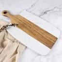 Amazon.com: Acacia Wood and White Marble Cheese Cutting Board with ...