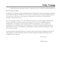 Basic General Maintenance Technician Cover Letter Samples And Templates