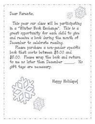 This Parent Letter Explains That The Class Will Be Doing A Winter Book Exchange Each Student Will Bring In A No Book Exchange Winter Books Letter To Parents