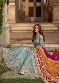 Latest Pakistani Bridal Outfit 2020 Online In Turquoise Blue Color B3464 In 2020 Pakistani Bridal Wear Pakistani Bridal Dresses Bridal Outfits