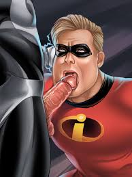 Muscle superhero giving a blowjob to gay villain - Just Cartoon Dicks