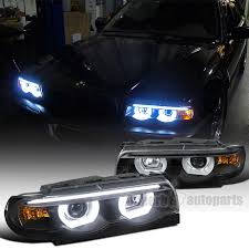 For 1995 2001 Bmw E38 7 Series Black Projector Headlights Dual Halo Led Bmw E38 Bmw Bmw 740