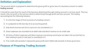 Trading Account Definition Definitions Accounting Notes