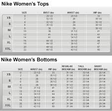 Nike Dri Fit Women S Shirt Size Chart Fitness And Workout