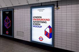 Perspective London Underground Advertising Screen Mockup Psd In 2020 Poster Mockup London Underground Billboard Mockup