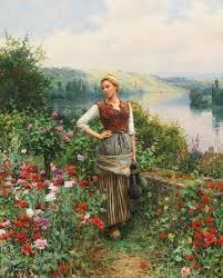 Ridgway On The Terrace At Rolleboise By Daniel Ridgway Knight Oil On Canvas Art Flower Painting Painting