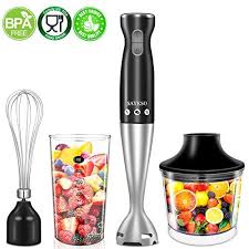 Amazon.com: SAYESO Hand Blender, (New Version) 4-in-1 Multifunctional  Electric Immersion Blender with Ballon Whisk, 16oz Chopper Bowl and  BPA-Free Beaker for Baby Food, Shakes, Smoothies, Sauces, Soup and More:  Home & Kitchen