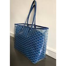 Sac course sac de courses reutilisable sac cabas a carreaux sac cabas multi usage sac cabas course trolley bag grand sac cabas plastique sac de chariot voir moins. Goyard Grand Sac Cabas En Vinyl Transparent Imprime Bleu Polyester Plastique Simili Cuir Ref 85624 Joli Closet