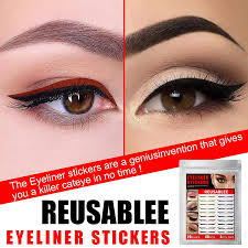 If you don't have a liquid eyeliner with a wing stencil, simply apply a small piece of tape diagonally against your lower lash line for a precise winged look. Buy 6 Sheets 36 Pairs Reusable Eyeliner Stickers For Eyes With Wings Invisible Self Adhesive Eyeliner Tape For Winged Eyes Waterproof Eye Line Strip Stickers For Smudge Proof Instant Eye Makeup Stickers For Smudge Proof Instant Eye