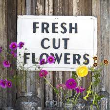 Angeloken retro tin sign vintage metal sign truck with bloom fresh cut flowers wall poster plaque for home kitchen bar coffee shop 12x8 inch. Embossed Metal Fresh Cut Flowers Sign A Cottage In The City