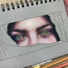 Beckyxdraws Created These Stunning Green Eyes Using Colored Pencils On Strathmore 400 Series Toned Gray Paper Prismacolor Art Color Pencil Art Eye Art
