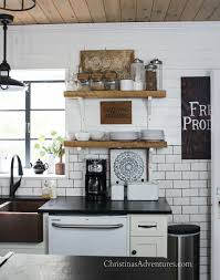 Farmhouse Kitchen With Reclaimed Wood Open Shelving Subway Tile And Shiplap Kitchen Design Small Kitchen Remodel Shiplap Kitchen