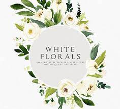 Watercolor Floral Clip Art Floral Frame Small Set Individual Png Files Hand Painted Wedding Design Bohemian Rustic Flower Clipart White Flower Clip Floral Watercolor