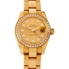 Rolex oyter watch 14k steel rolex ladies watch rolex quick set watch ref.69173. Rolex Ladies Datejust Diamond Face 18 Karat Gold Watch Ref 179138 For Sale At 1stdibs