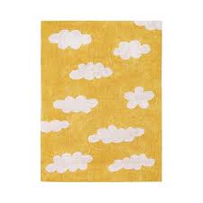 Kinderteppich Wolken Clouds Mustard Senfgelb 120 X 160 Cm 100 Baumwolle Waschbar Lorena Canals Kinderteppiche Teppich Kinderzimmer Teppich Wolke