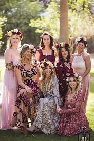 20 Burgundy Bridesmaid Dresses Ideas For Wedding 2017 With Images Bohemian Wedding Colors Mismatched Bridesmaids Patterned Bridesmaid