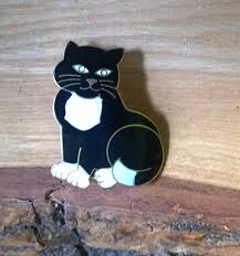 Black And White Tuxedo Cats For Sale Black White Cat Enamel Brooch Vintage Retro Kitty Tuxedo White Cat Vintage Brooches Cats