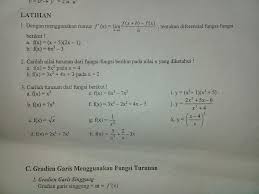 X y 1 x y 0 b. Mapel Matematika Kelas Xii Sklh Smk Materi Bab 2 Turunan Fungsi Brainly Co Id