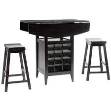 Espresso finish with black seats. 3pc Emeric Dining Set With Drop Leaf Dark Espresso Safavieh Target