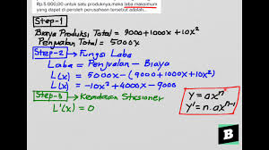 Suatu perusahaan memproduksi x unit barang dengan biaya (4x²−8x+24) ribu rupiah untuk tiap unit. Suatu Perusahaan Menghasilkan X Produk Dengan Biaya Tertentu Maka Cara Mencari Laba Maksimum Youtube