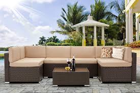 Find great deals on modern outdoor sectionals with fast and free shipping, everywhere in canada. Amazon Com U Max 7 Piece Outdoor Patio Furniture Set Pe Rattan Wicker Sofa Set Outdoor Sectional Furniture Chair Set With Khaki Cushions And Tea Table Brown Furniture Decor