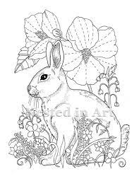 You could also size the image down and use it for the front of a card. Adult Coloring Page Bunny And Hibiscus Digital Download Etsy