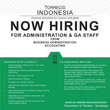 Torrecid Indonesia Is Hiring For Marketing Technical Product Development R D Maintenance Supply Chain Management Designer And Finance Accounting Ht