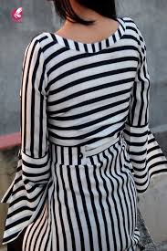 Black And White Strips Frock Black And White Stripes Crepe Kurti Kurtis Online In India Kurti Designs Latest Blouse Design Models Kurti Designs