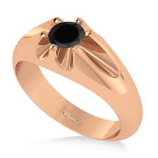 Men's black diamond wedding rings in this post we focus on black diamond men's rings, once again by allurez. Men S Solitaire Black Diamond Ring 14k Rose Gold 0 50ct Ad7888