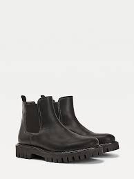 Short stacked heel heel height: Casual Chunky Sole Chelsea Boots Black Tommy Hilfiger