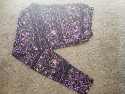 Lularoe purple green floral pattern. Worn And Washed Once Per Lularoe Instructions Lots Of Life Left Black Tribal Print Over Purple Pink And Green Floral Floral Leggings Floral Lularoe
