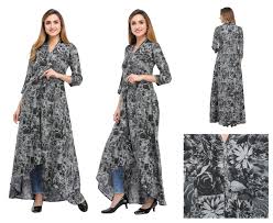 Grey Floral Printed Long Dress From Buyjama Long Dress Dresses Women