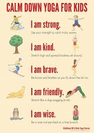 Calm Down Yoga For Kids Printable Poster Pdf Yoga For Kids Teaching Exercise For Kids