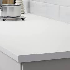 The countertops were plain white with a thick squared edge, similar to the luxurious look of white quartz. Lilltrask Countertop White Laminate 98x1 1 8 Ikea