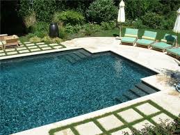 Like The Water Color Shape But Would Want Ledge Geometric Rectangle With Attached Spa Aqua Pro Swimming P Rectangle Pool Stone Pool Backyard Pool Landscaping