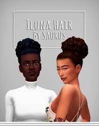 Iluna Hair Saurus On Patreon Sims 4 Curly Hair Sims 4 Cc Curly Bun Hairstyles