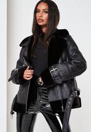 Missguided Premium Black Zip Detail Aviator Jacket In 2020 Aviator Jackets Faux Fur Fashion Fur Leather Jacket