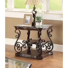 Coaster Home Furnishings End Table With Tempered Glass Top Deep Merlot End Tables Glass Top End Tables Metal End Tables